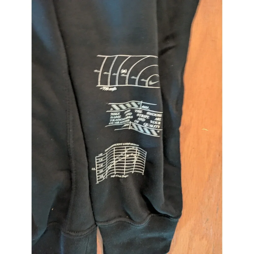 Nike Swept Wing Swoosh Blueprint‎ Black Graphic Hoodie Sweatshirt Men XL